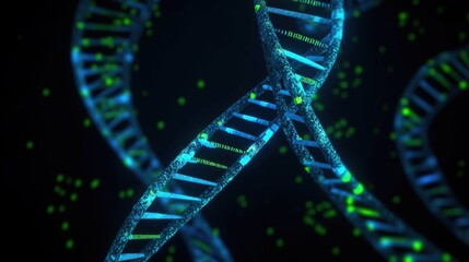 Wall Mural - dna molecule on a dark background. biotechnology concept. generative ai