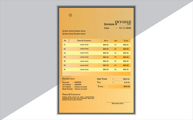  Modern and creative corporate company invoice template. Billing template for business, invoice layout, minimal design.