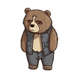 Miserable Bear Sticker On Isolated Transparent Background, Png, Logo. Generative AI
