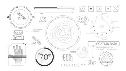 Wall Mural - animated infographics on the theme of satellite internet and geolocation.