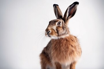 Poster - Hare Rabbit on White Background