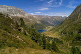 Fototapeta Natura - Lake Obersee seen from Passo Stalle