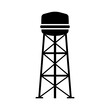 Water tower icon. Black silhouette. Vertical front side view. Vector simple flat graphic illustration. Isolated object on a white background. Isolate.