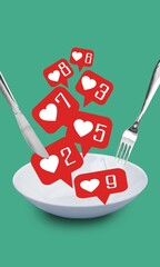 Poster - Creative collage of fork and social media images