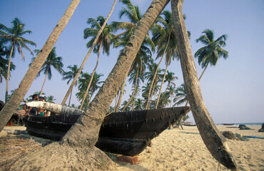 Wall Mural - INDIA GOA VAGATOR BEACH FISHINGBOAT