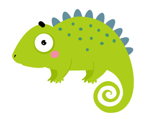 Poster - Happy Green Chameleon Character with Curled Tail Vector Illustration