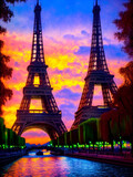 Fototapeta Paryż - Paris Eiffel tower. AI generated illustration