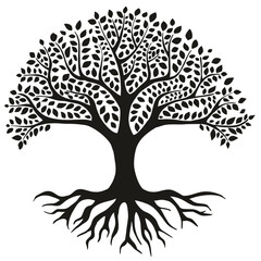 Wall Mural - Tree of life spiritual logo icon isolated black