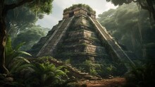 Mayan Pyramid Of Kukulcan El Castillo. Aztec Pyramid. Generative AI