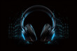 headphones in dark isolate background, generative ai