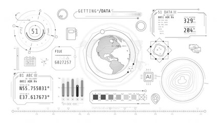 Canvas Print - Animated infographics on the theme of geolocation and data exchange.