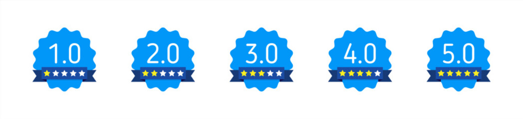 Poster - Set of rating stars badges with ribbon in a flat design vector