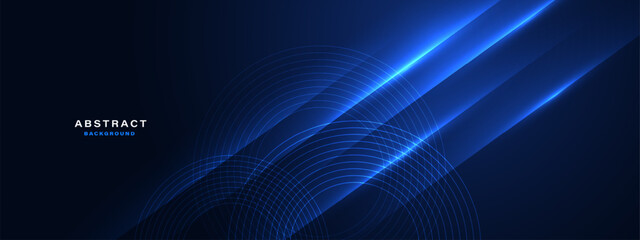 Wall Mural - Blue technology background with motion neon light effect.Vector illustration.