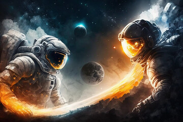 a space war, aliens vs astronauts, generative ai