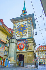 Canvas Print - Zytglogge tower is the iconic landmark on old Bern with Astronomical clock, Switzerland