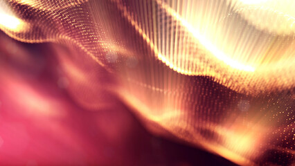 Wall Mural - 3d rendering background of microworld or sci-fi theme with glowing particles form curved lines, 3d s