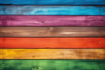 Rainbow colorful wooden plank texture background. Generative AI