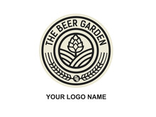 Retro Vintage Hops Flower For Beer Ale Brewery Logo Design