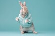 a hare dressed in sportswear created with Generative AI technology