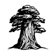 Giant Forest Tree Logo Monochrome Design Style
