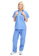 Healthcare, portrait and woman nurse with stethoscope on isolated, transparent and png background. Medical, intern and face of lady cardiovascular expert happy, smile or excited for respiratory check
