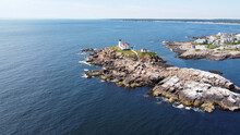 Drone Image Of Nubble Light In Maine