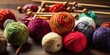 © koldunova - A colorful array of knitting needles and yarn balls, showcasing the art of textile creation, concept of Craftsmanship, created with Generative AI technology