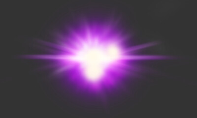 Wall Mural - purple, lens flare and digital light isolated on png or transparent background with bokeh and streak