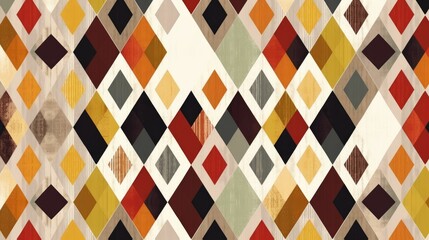 Wall Mural - Geometric wallpaper with warm hues and diamond pattern