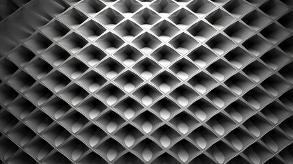 Canvas Print - Interlocking grayscale rhombus mesh