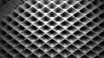 Wall Mural - Interlocking grayscale rhombus mesh