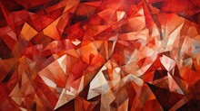 Abstract Wallpaper Of Fiery Red Facets With Geometric Shapes