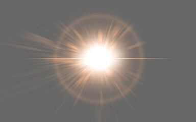 Wall Mural - png background, lens flare and sun with design, texture and star on a transparent to simulate an exp