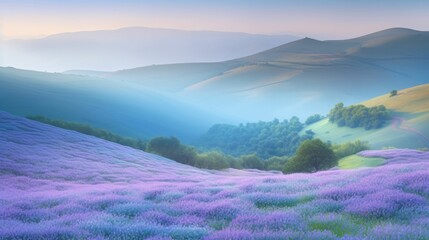 Soft blue and pastel wallpaper of a valley