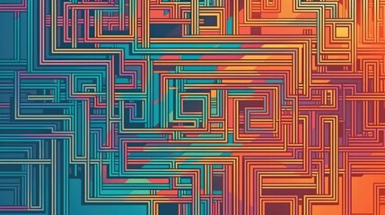 Canvas Print - Geometric maze complex square pattern