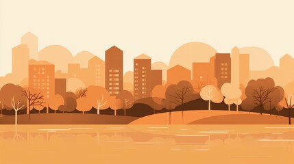 Wall Mural - Minimalist illustration of a city park