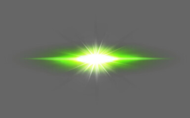 Wall Mural - green digital lens flare or beam isolated on png, transparent background, solar design or ray of sun