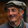 typical basque man wearing a wool beret portrait illustration Generative Ai