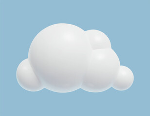3d white cloud icon realistic plastic three dimensional cute cartoon fluffy cloud design element