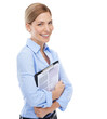 © Krunal/peopleimages.com - Clipboard, portrait and business woman isolated on transparent, png background legal, notary or lawyer documents. Professional, happy and broker person with contract, paperwork or print application