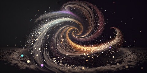 Poster - ridescent sparkle rainbow fairy dust spiral swirl. Glitter shimmer galaxy spin. Magical fantasy star background wallpaper.	