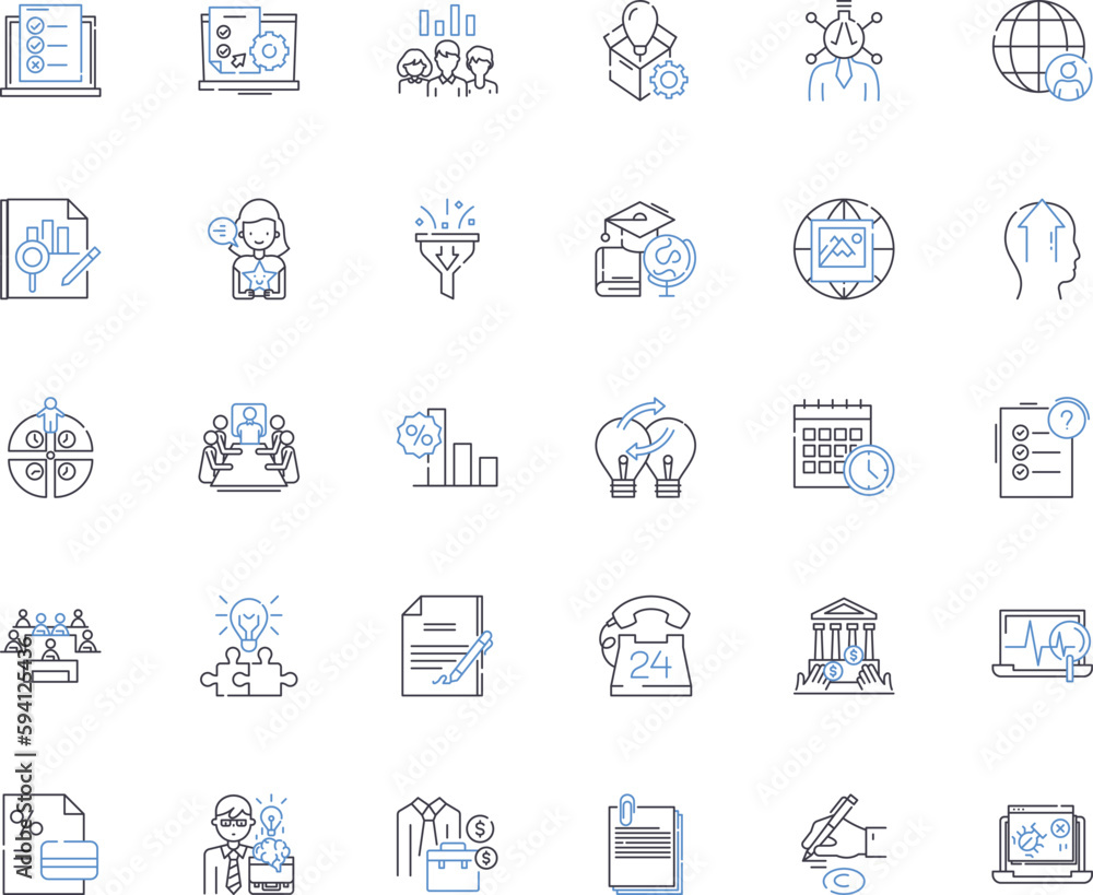 Vector de Stock Workplace traditions line icons collection. Ritual ...