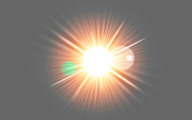 PNG, flare and sun on a transparent background to simulate an explosion, a star or light. Digital, special effects and cgi with a spotlight or sparkle illustration for graphic design