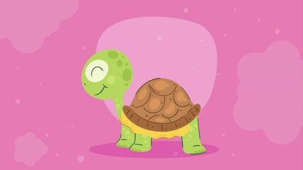 Sticker - cute turtle standing character animation