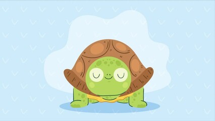 Wall Mural - cute turtle front character animation