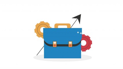 Sticker - portfolio with gears and arrow animation