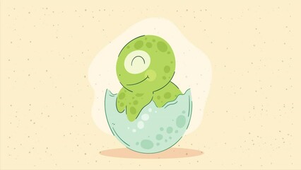 Poster - cute baby turtle character animation