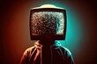 TV instead of a head. Propaganda concept. AI generated, human enhanced