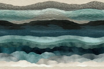 Wall Mural - layered sand intricate pattern teal blue black gray rough texture , abstract background or wallpaper. AI generated