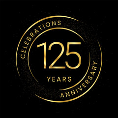 Wall Mural - 125th anniversary, golden anniversary with a circle, line, and glitter on a black background.